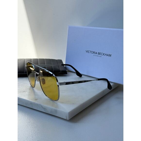 NEW Victoria Beckham VB233S Yellow Lens Aviator - Picture 5 of 5